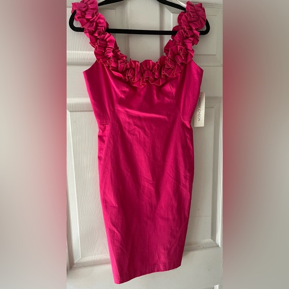 Maggy London Hot Pink‎ Ruffle Mini Dress - Picture 1 of 10